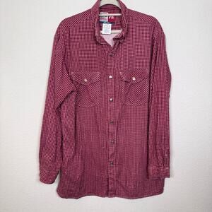 Big Bill FR Mens Button Shirt Size L Flame Resistant Plaid Job Work Site Red